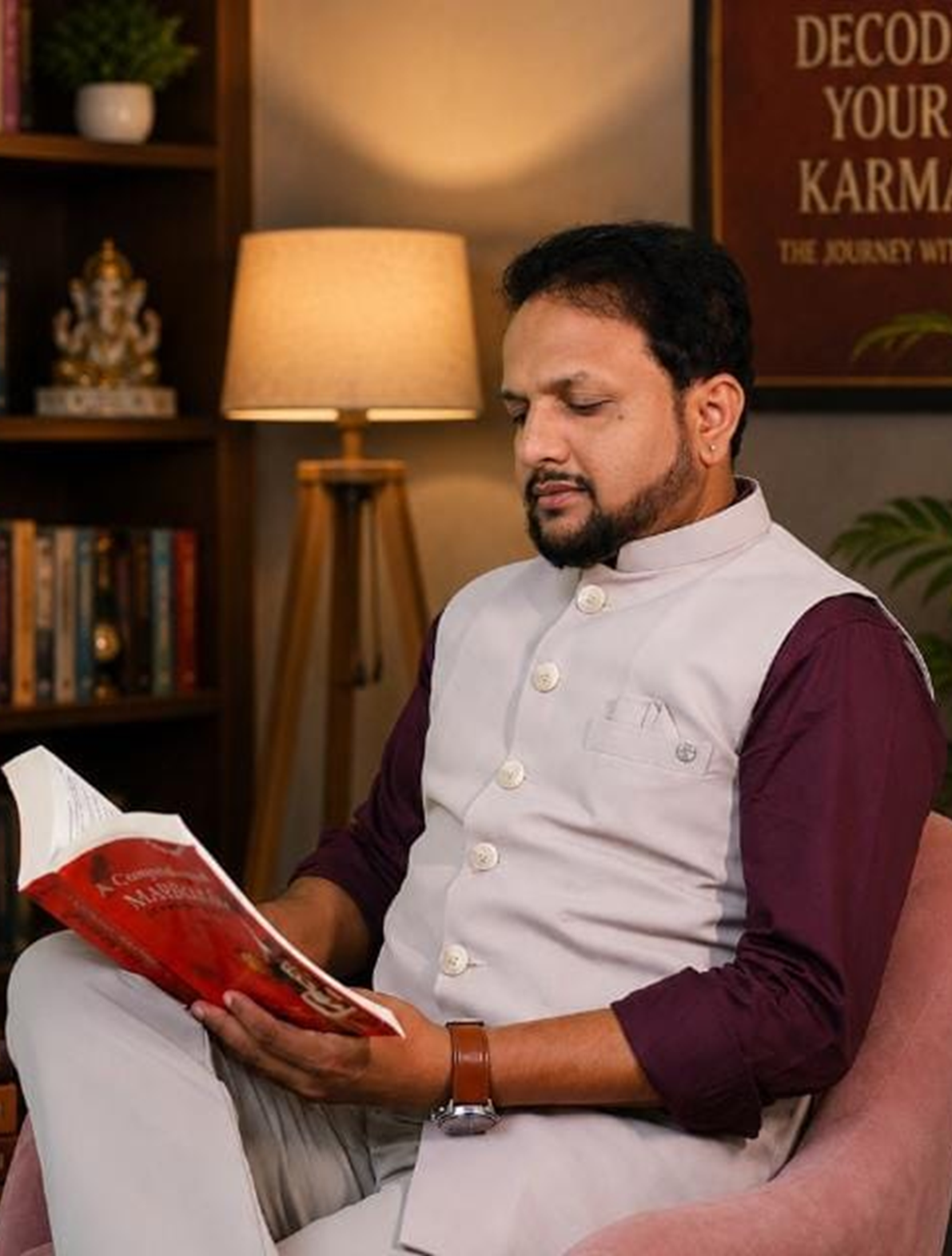 Acharya Devendranath reading in his study