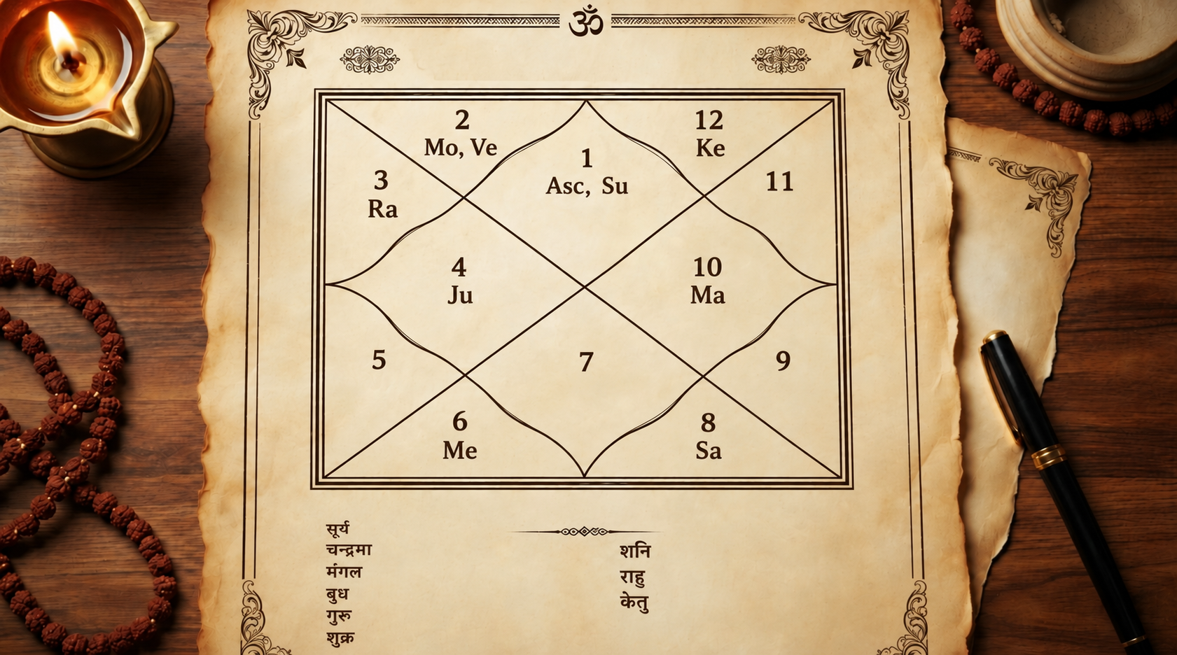 Traditional Vedic kundli chart
